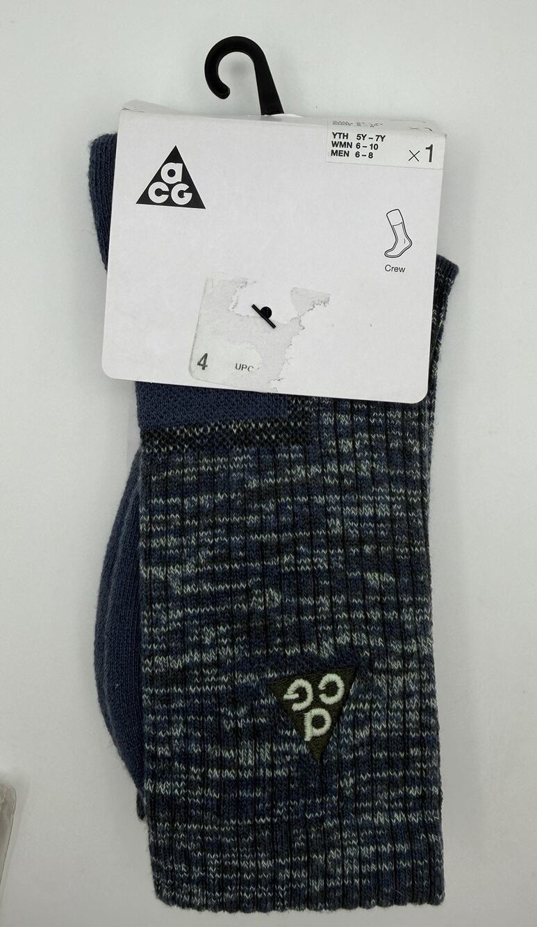 NWT Nike ACG Unisex Everyday Cushioned Crew Socks Youth Men Women (Blue/Marl)